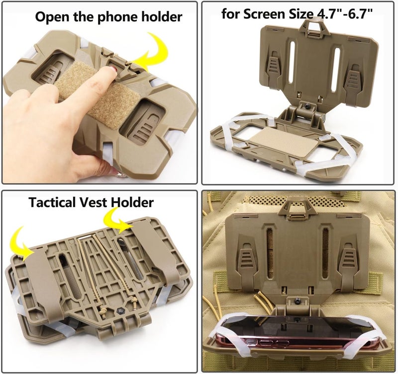 LThyzszb Tactical Plate Carrier Phone Mount Vest Phone Holder, Universal Phone Chest Mount for Screen Size 4.7"-6.7" - Image 4